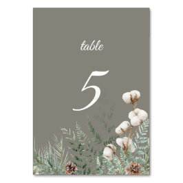 Snowy Greenery Table Number Card Bordsnummer