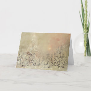 Snowy Guld Forest Jul Helgkort