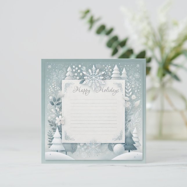 Snowy Helgdag Kort (Stående Fram)