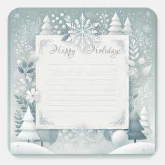 Snowy Helgdag Square Fyrkantigt Klistermärke