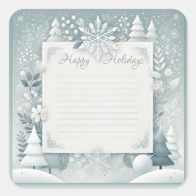 Snowy Helgdag Square Fyrkantigt Klistermärke (Framsida)
