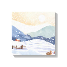 Snowy Hillside | Vattenfärgsvinter