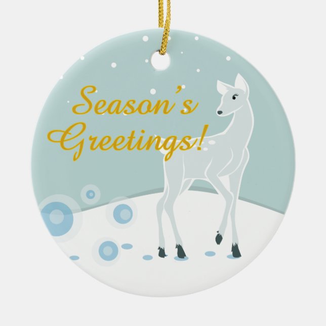 Snowy Hjort Julgransprydnad Keramik (Framsidan)