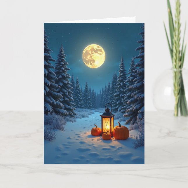 Snowy Holiday Glow Pumpkins Kort (Framsida)