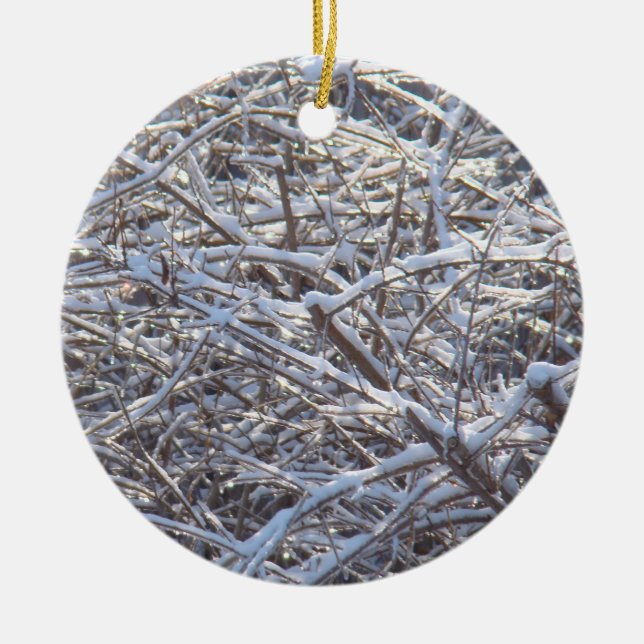 Snowy Ice Grenar på Vinter Julgransprydnad Keramik (Framsidan)