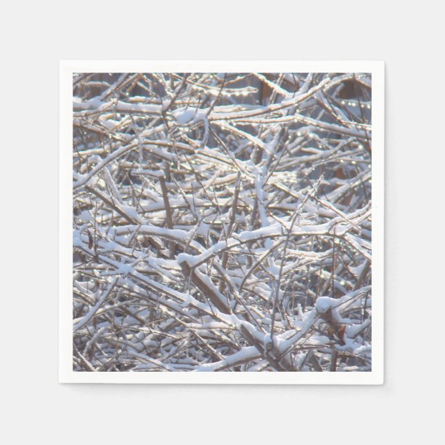 Snowy Ice Grenar på Vinter Pappersservett (Framsidan)
