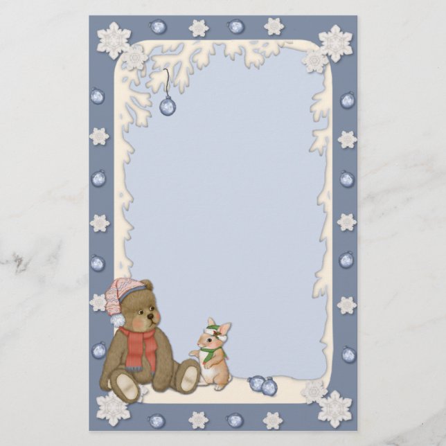Snowy jul Bear & Bunny Brevpapper (Framsida)