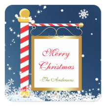 Snowy jul North Pole Sign Stickers