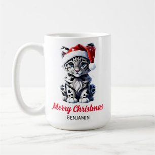 Snowy jul Santa Cute Snö Leopard Unge Kaffemugg