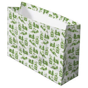Snowy jul Toile   grönt Small Gift-fack