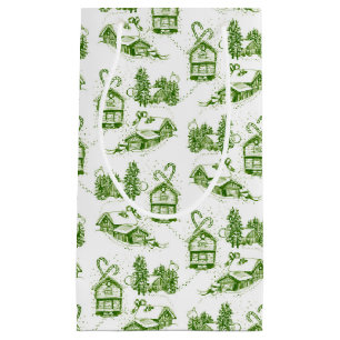 Snowy jul Toile   grönt Small Gift-fack