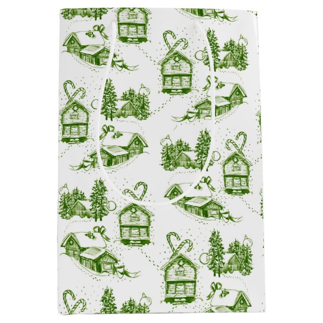 Snowy jul Toile | grönt Small Gift-fack (Framsidan)