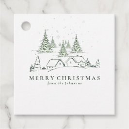 Snowy jul Village Gåvor Etiketter