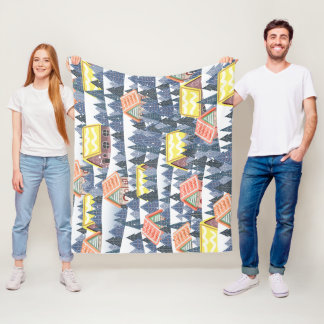 Snowy jul Village Mönster Fleecefilt