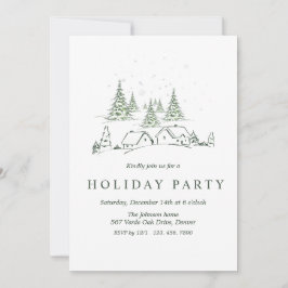 Snowy jul Village Party Inbjudningar