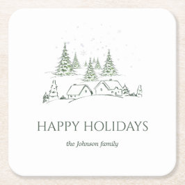 Snowy jul Village Underlägg Papper Kvadrat