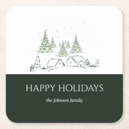 Snowy jul Village Underlägg Papper Kvadrat