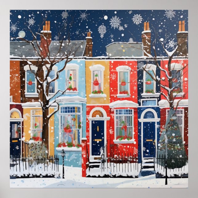 Snowy jul Winter Stollig Houses Poster (Framsidan)