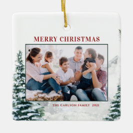 Snowy jul Woodland Julfoto Julgransprydnad Keramik