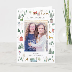 Snowy-julbyn - Flat Helgdag Card Helgkort