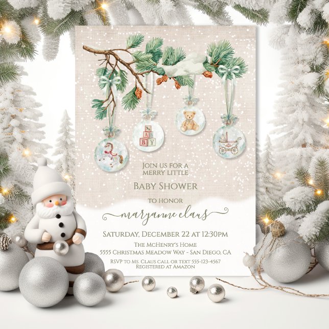 Snowy Julgran Gren Ornament Baby Shower Inbjudningar (Skapare uppladdad)