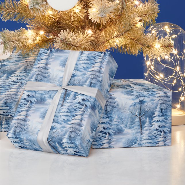 Snowy Julgranar-scenen med Papper inkapsling Presentpapper (Helgdagar)