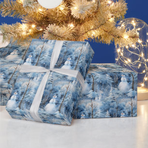 Snowy Julgranar snögubbe tiled Presentpapper