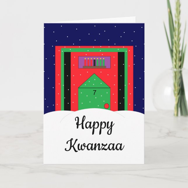 Snowy Kwanzaa: Blank Kwanzaa Helgkort (Framsida)