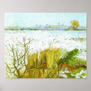 Snowy Ligcape Arles Bakgrund Van Gogh Fine Art Poster