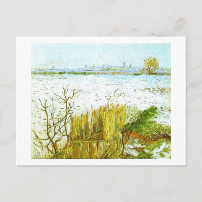 Snowy Ligcape Arles Bakgrund Van Gogh Fine Art Vykort (Framsida)