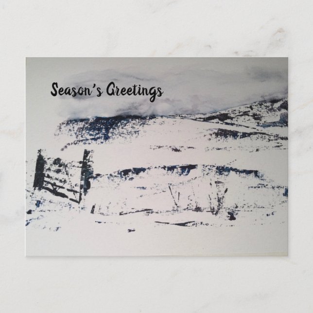 Snowy Liggande juljokertecken Helg Vykort (Framsida)