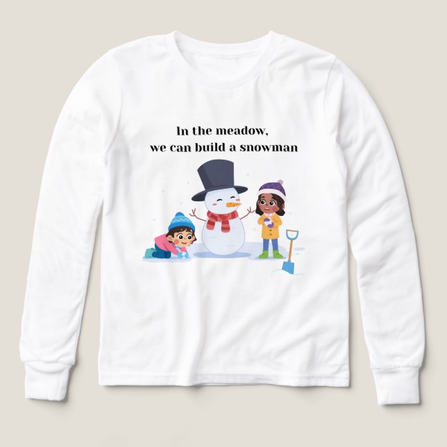 Snowy Meadow Snögubbe Kids T Shirt (Design framsida)