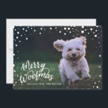 Snowy Merry Woofmas Handlettered | Helgdag Photo Julkort<br><div class="desc">Fira helgdagarna med den här chicen med matkortet för helgdag för sällskapsdjur. Det här kortet innehåller ett foto med ett snö ram och ett handbrev som säger "Merry Woofmas" och som har ett passande mönster på baksidan. Du kan ändra färg på baksidan eller lägga till ett foto eller en text...</div>