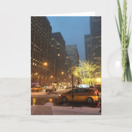 Snowy Morgon Midtown New York-Helgdag Helgkort