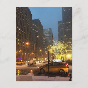 Snowy Morgon Rockefeller Centre Sjätte Avenue NYC Vykort