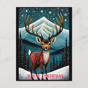 Snowy Mountain Cute Santa Baby Hjort jul Vykort