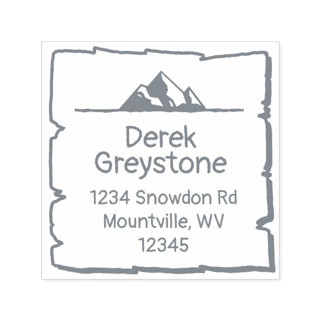 Snowy Mountain Land Lodge Rustic Wood Block Självfärgande Stämpel (Design)