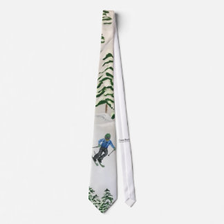 Snowy Mountain och Skier Tie Printing Painting Slips
