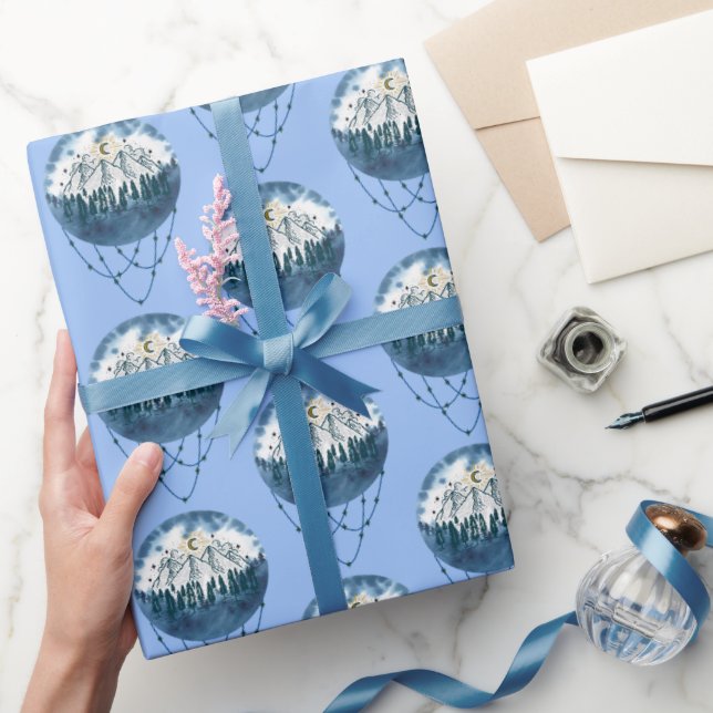 Snowy Mountain Träd, naturen Gräs Äventyr utanför  Presentpapper (Gifting)