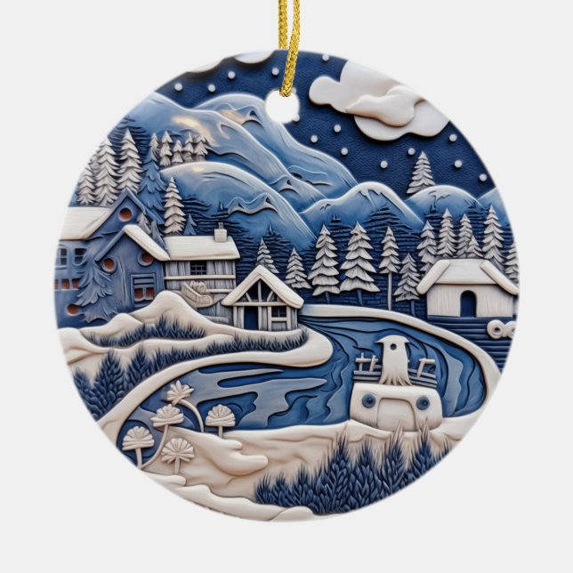 Snowy Mountain Village Ornament (Framsidan)