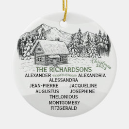 Snowy Mountain Winter Log Cabin X10 Julgransprydnad Keramik