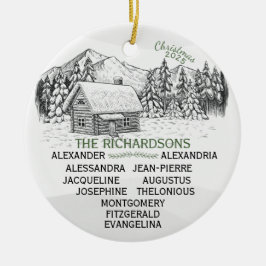 Snowy Mountain Winter Log Cabin X11 Julgransprydnad Keramik