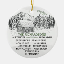 Snowy Mountain Winter Log Cabin X12 Julgransprydnad Keramik