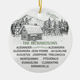 Snowy Mountain Winter Log Cabin X13 Julgransprydnad Keramik