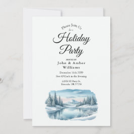 Snowy Mountain Winter Sjö Julfest Inbjudningar