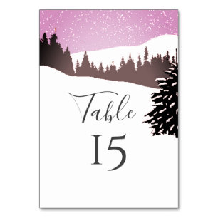 Snowy Mountain Winter Wedding Reception Bordsnummer