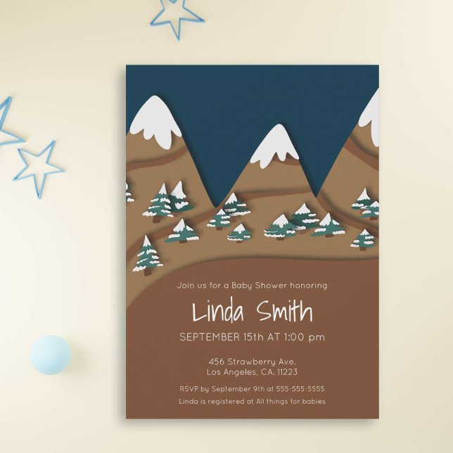 Snowy Mountains och Valley Winter Baby Shower Inbjudningar (Skapare uppladdad)