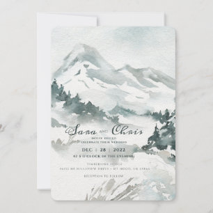 Snowy Moutain Watercolor-inbjudan Inbjudningar