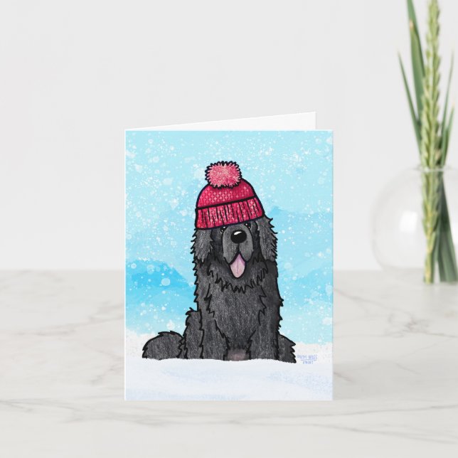 Snowy Newfoundland Note Card Tack Kort (Framsida)