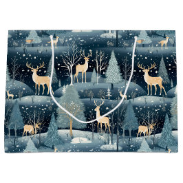 Snowy Night Deer Field